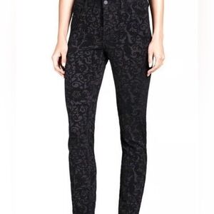 NYDJ Lift/Tuck Stretch Legging High Rise Jeans in Black Jacquard Sz 12